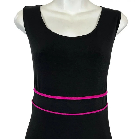 Madison Leigh Womens Black Pink Sleeveless Jersey Knit Stretch Midi Dress sz 10 - Picture 2 of 16